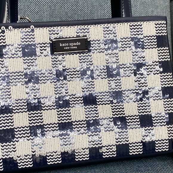 kate spade new york Sam Icon Small Gingham Sequin Embellished Tote - Picture 5 of 13
